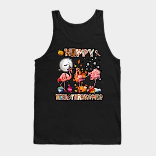 Cute Flamingo HalloThanksmas Happy Halloween Thanksgiving Shirt Tank Top